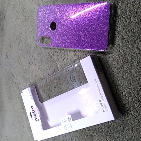 Moto e cell case clear and purple sparkle - Picture 3 of 3